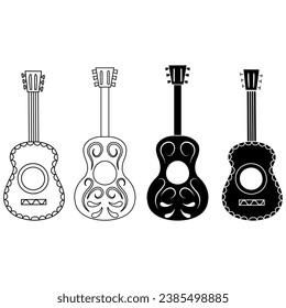 Guitar icon vector set. Music illustration sign collection. Ukulele symbol or logo.