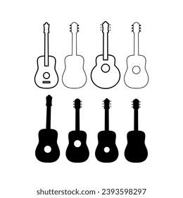 Juego de vectores de iconos de guitarra en moda