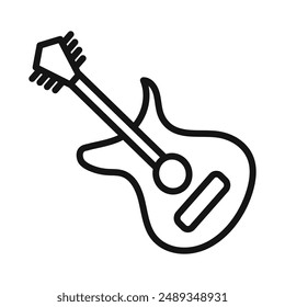 Guitar icon Vector symbol or sign set collection in black and white outline