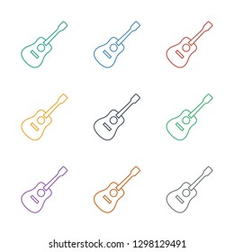guitar icon white background. Editable line guitar icon from music. Trendy guitar icon for web and mobile.