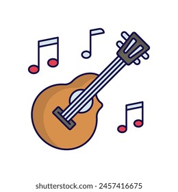 guitar icon with white background vector stock illustration