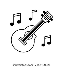 guitar icon with white background vector stock illustration