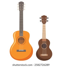 Guitar Icons Acoustic, Bass, Wooden Stringed Guitar, Ukulele