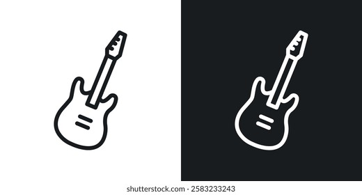 Guitar icons in black and white liner strokes for web design.