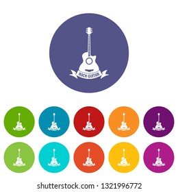 Guitar icons color set vector for any web design on white background