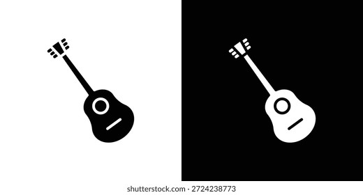 Guitar icons flat vector concept. Black and white illustrations