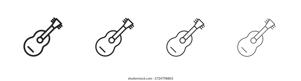 Gitarre Symbole Linie Vektorsammlung. Pixel perfektes Vektorsymbol