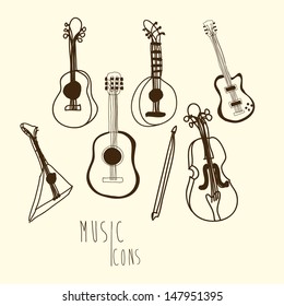 guitar icons over white background vector illustration 