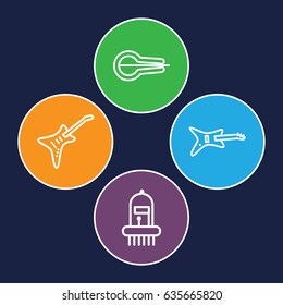 Guitar icons set. set of 4 guitar outline icons such as musical instrument