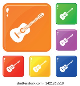 Guitar icons set collection vector 6 color isolated on white background