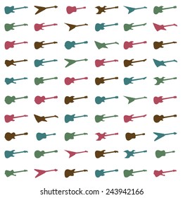 Guitar icons set, fifteen models different colors