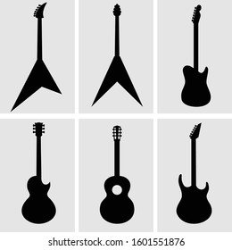 Guitar icons set isolated on grey background.Vector