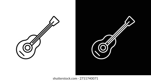 Guitar icons vector symbol with editable stroke lines for web designs