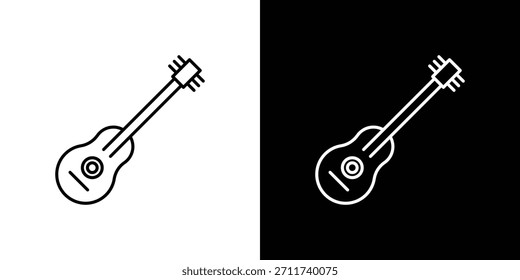 Guitar icons vector symbol with editable stroke lines for web designs