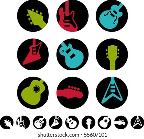 guitar icons and white versions - vector