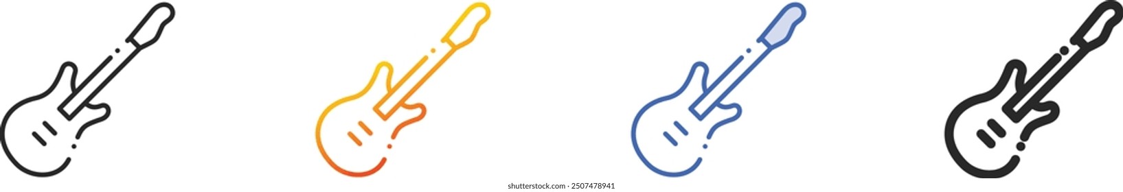 guitar icon.Thin Linear, Gradient, Blue Stroke and bold Style Design Isolated On White Background