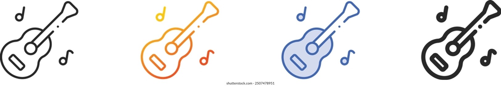 guitar icon.Thin Linear, Gradient, Blue Stroke and bold Style Design Isolated On White Background