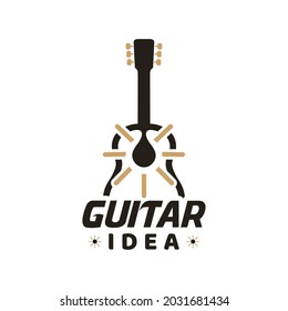 guitar idea logo with glowing light bulb
