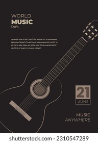 Guitar illustration design for world music day template design