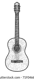 Guitar Illustration Drawing Engraving Ink Line Stock Vector (Royalty ...