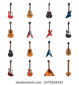 Guitar Illustration Element Colored Set