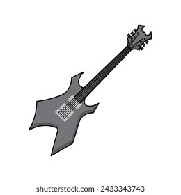 Guitar illustration icon cartoon style design isolated white background.