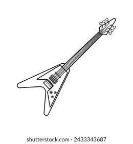 Guitar illustration icon outline style design isolated white background.
