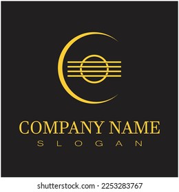 Guitar illustration logo design vector and symbol 