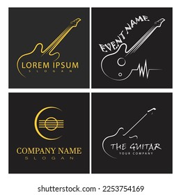 Guitar illustration logo design vector and symbol 