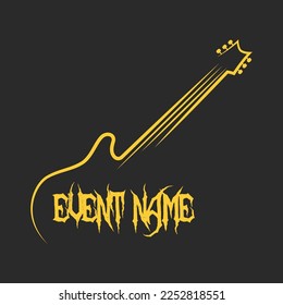 Guitar illustration logo flat design vector template