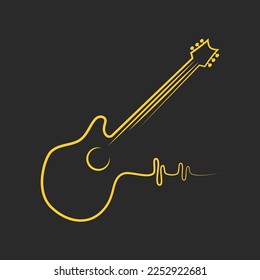 Guitar illustration logo flat design vector template