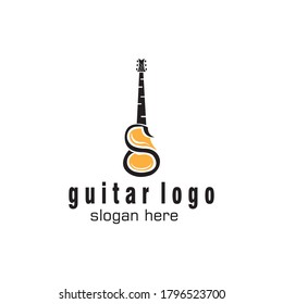 guitar illustration logo music initial s design template vector