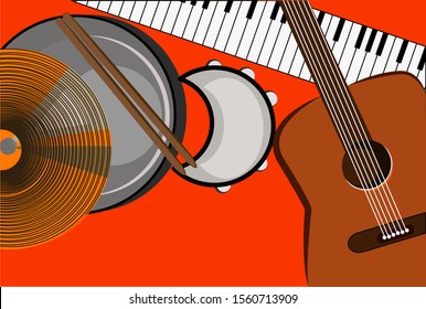 Gitarre, Illustration, Vektorgrafik auf weißem Hintergrund.