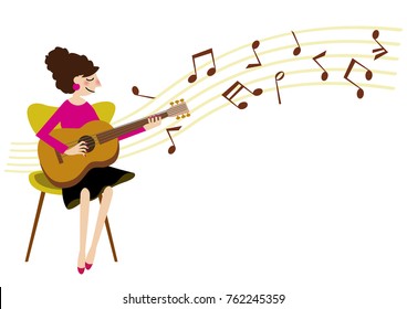 guitar. Image of music. Clip art.guitarist.