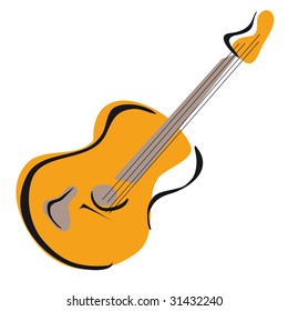 Guitar image vector freehand style orange and black