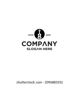 Guitar Infinity with anchor for entertainment music business logo design