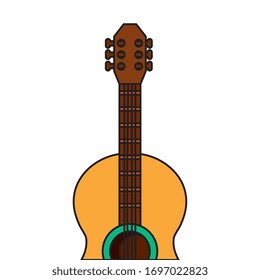 Guitar instrument design, Music sound melody song musical art and composition theme Vector illustration