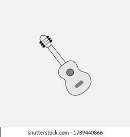 Guitar instrument line style icon design, Music sound melody song musical art and composition theme Vector illustration