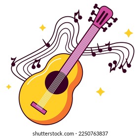 guitar instrument musical with notes