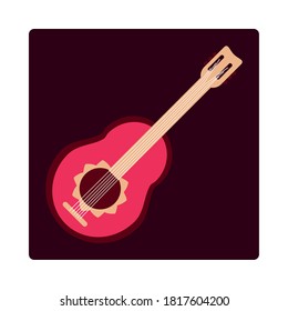 guitar instrument musical string element icon block and flat vector illustration