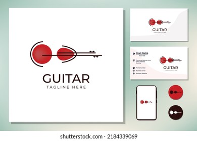 Guitar instrument simple logo design inspiration