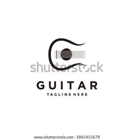 Guitar instrument simple logo design inspiration