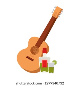 guitar instrument with tequila bottle