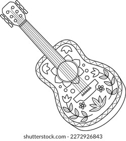 Guitar Isolated Coloring Page for Kids