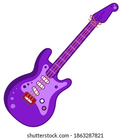 Guitar isolated on white background. Cartoon vector illustration.