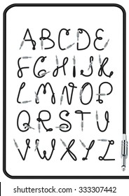 Guitar jack alphabet. Vector illustration