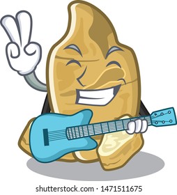 With guitar jerusalem artichoke isolated in the cartoon