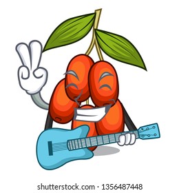 With guitar jujube fruit in the shape mascot