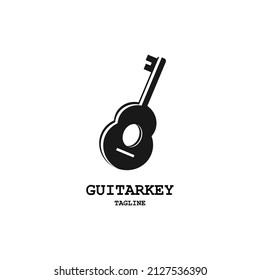 Guitar key design logo icon vector.