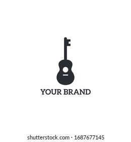 guitar and key unique logo template for company, organization, and brand tour business.